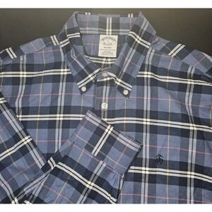 Brooks Brothers Plaid Shirt Mens Size Large Regent Non Iron Cotton Long Sleeve